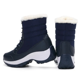 Moterų batai ne slydimo atsparus vandeniui žiemos kulkšnies sniego batai moterims platforma žiemos batai, kailio pliušinis botas mujer didelis didelis dydis 41 42