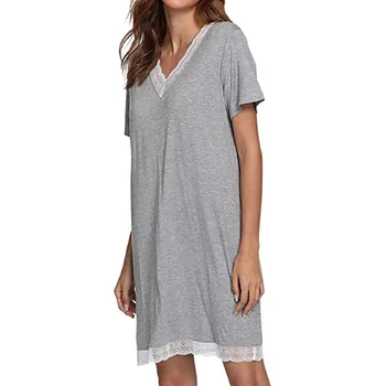 2020 Moterų Nėriniai Nightgowns Ir Sleepshirts Sleepwear Mielas Miego Marškinėliai Kieto Naktį Suknelė Trumpomis Rankovėmis Naktiniai Drabužiai