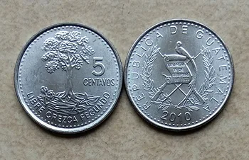 15.5 mm, Gvatemala 5 Centų Monetas, Amerikos Senas Originalus Retai Proginės Monetos Tiražas Realus