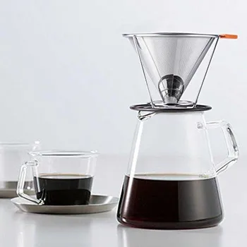 Nerūdijančio Plieno Užvirinti Lašinamas Kavos Filtro Kavos Filtro Laikiklis Rinkiniai Kūgio Formos Piltuvėlį Vielinio Tinklo Kavos, Arbatos Filtras Krepšelį Įrankiai