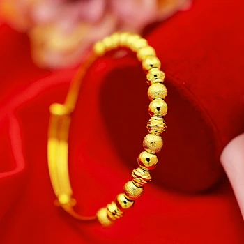 Karoliukai Bangle Reguliuojamas Apyrankę, Geltono Aukso Užpildytas Moterų Bangle Dovana Skersmuo 60mm