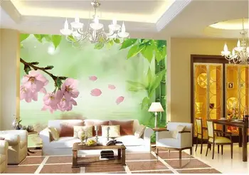 Custom 3d foto tapetai kambarį freskos bambuko slyvų žiedų vanduo nuotraukoje sofa-lova, TV foną, neaustiniai tapetai, sienų 3d