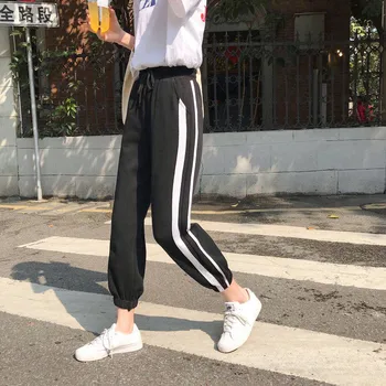 Harajuku Atsitiktinis Juoda Pilka Krovinių Kelnės Moterims Elastinės Kelnės Streetwear korėjos Sweatpants Joggersburberry jogger kelnės kelnės