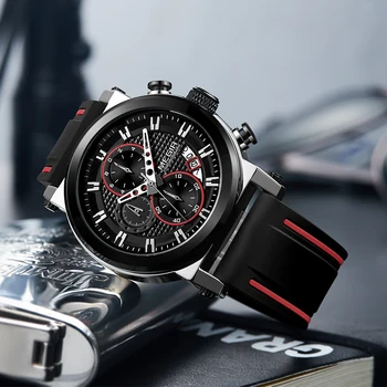 Naujausias MEGIR Vyrų Kūrybos Žiūrėti Prabangos Prekės Analoginis Kvarciniai Laikrodžiai Vandeniui Chronograph Sporto Vyrų Laikrodžiai Laikrodis Vyras