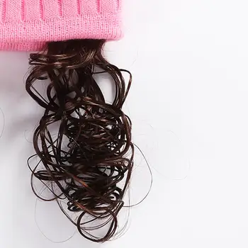 Kūdikio kepurė žiemos perukas mezgimo Vilnos Muzikos Blizgančiais Kūdikių Žiemos Skrybėlę, Mezgimo Šiltos Kepurės Netikrą Plaukų Vaikams Mergaitėms Skullies Beanies
