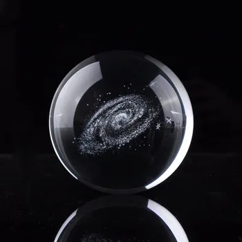 60mm Crystal Clear Crystal Ball 3D Lazeriu Graviruotas Galaxy Stiklas, Dekoratyvinis Kamuolys Feng Shui Meno Dekoro Priedai Miniatiūros Dovanos