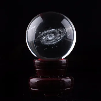 60mm Crystal Clear Crystal Ball 3D Lazeriu Graviruotas Galaxy Stiklas, Dekoratyvinis Kamuolys Feng Shui Meno Dekoro Priedai Miniatiūros Dovanos