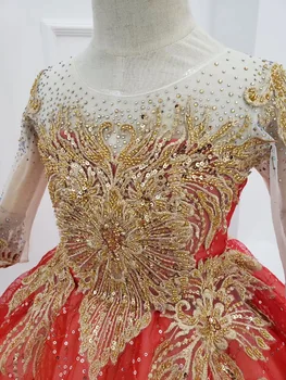 Spalvingas Zawalcowany 3d Gėlių Glitters Prom Dresses 2020 Prabanga Reljefiniai Tiulio Aukso Nėrinių Raukiniai Kamuolys Chalatai Perlai Prom Chalatai