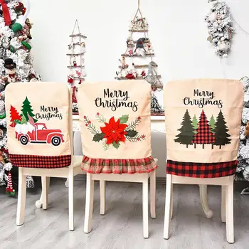 Linksmų Kalėdų Gėlė Automobilių Spausdinti Lino Kėdė Apsauginis Dangtelis Namuose Kalėdos Dekoro Kėdės Apima