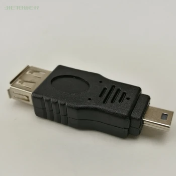 Juoda USB 2.0 Moteris Į Mini USB B 5Pin Male Plug OTG Host Adapteris Keitiklis Jungtis 100vnt