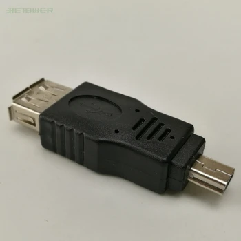 Juoda USB 2.0 Moteris Į Mini USB B 5Pin Male Plug OTG Host Adapteris Keitiklis Jungtis 100vnt