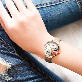 CURREN Laikrodžiai Moterims Prabangos Prekės ženklo Mados Odos Kvarcinis Laikrodis atsparus Vandeniui Ponios Žiūrėti Rose Gold Mergina Laikrodis Reloj Mujer