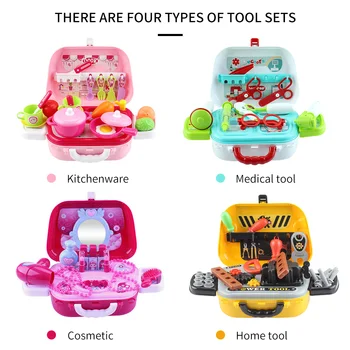 4 Tipų Vaikų Švietimo Apsimesti Žaisti Žaislas Houseware Virtuvės Remonto Įrankiai, Kosmetika, Plastikiniai Inžinerijos Žaislai, Dovanos