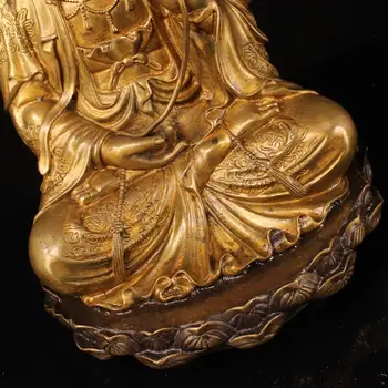 Vestuvių Dekoravimas 15 Tibeto Surinkimo Gryno vario rankų darbo Paauksuota aukso Avalokiteśvara Budos statula Guanyin Buda Avalokitasvara