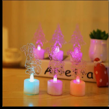 Romantiška Akrilo Spalvinga Elektroninių Žvakių Dekoravimo Kalėdų naktinė lempa LED Šalis, Kalėdų, Valentino Diena, Vestuvių Dekoras
