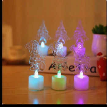 Romantiška Akrilo Spalvinga Elektroninių Žvakių Dekoravimo Kalėdų naktinė lempa LED Šalis, Kalėdų, Valentino Diena, Vestuvių Dekoras