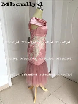 Mbcullyd Dusty Pink Undinė Bridesmaid Dresses Trumpas Arbata Ilgis Appliques Afrikos Moterų Suknelė Vestuves vestido madrinha
