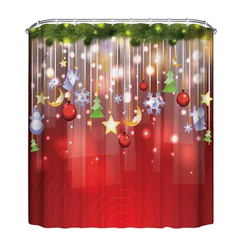 2017 Naujųjų Metų kalėdų užuolaidų, dušo užuolaidos Vonios Vandeniui Poliesterinio Audinio 3D 12 žiedais, kabliukais užsakymą rideau de dušą