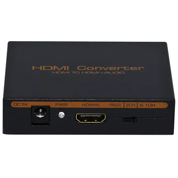 3 VNT HDMI Konverteris Audio Splitter HD 1080P HDMI į HDMI Audio SPDIF + RCA L / R Extractor Splitter su Maitinimo Adapteris