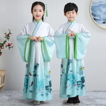 Vaikai Hanfu Tradicinės Kinų Apranga Festivalis Suknelė Senovės Folk Scenos Spektaklis Šokio Kostiumai Studentų Festivalis suknelė