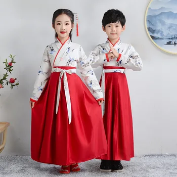 Vaikai Hanfu Tradicinės Kinų Apranga Festivalis Suknelė Senovės Folk Scenos Spektaklis Šokio Kostiumai Studentų Festivalis suknelė