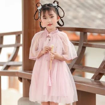 Nauja Merginų Vasaros Tang Dinastijos Kostiumai Naujas Baltos spalvos Hanfu Suknelė Vaikams Šokių Kostiumai Rodo Vaiko Senovės Kinų Suknelė SL1025
